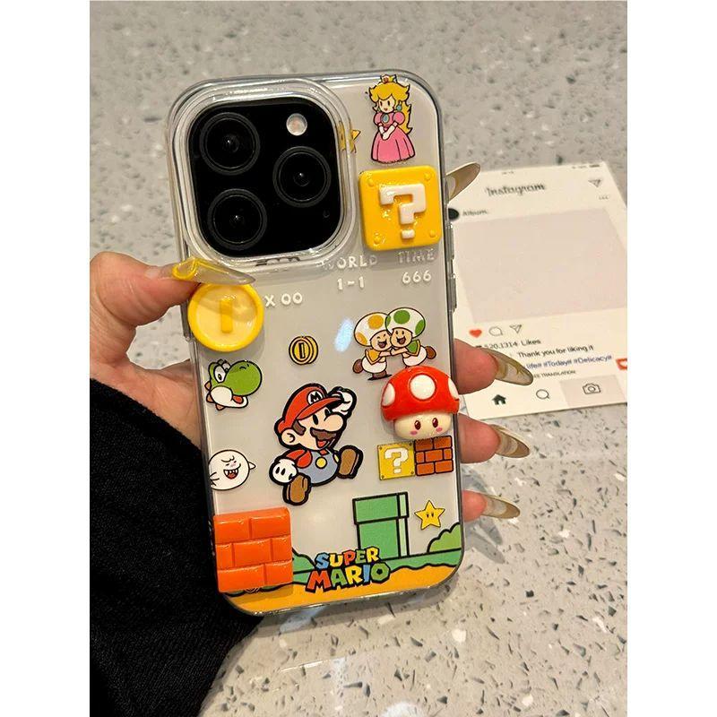 เคสไอโฟน 17/17 Pro/17 Pro Max/16/15/14/13/12/11 มาริโอ้ การ์ตูน ครีม IMD ฟิกเกอร์สามมิติ ครบชุด สวยทนทาน