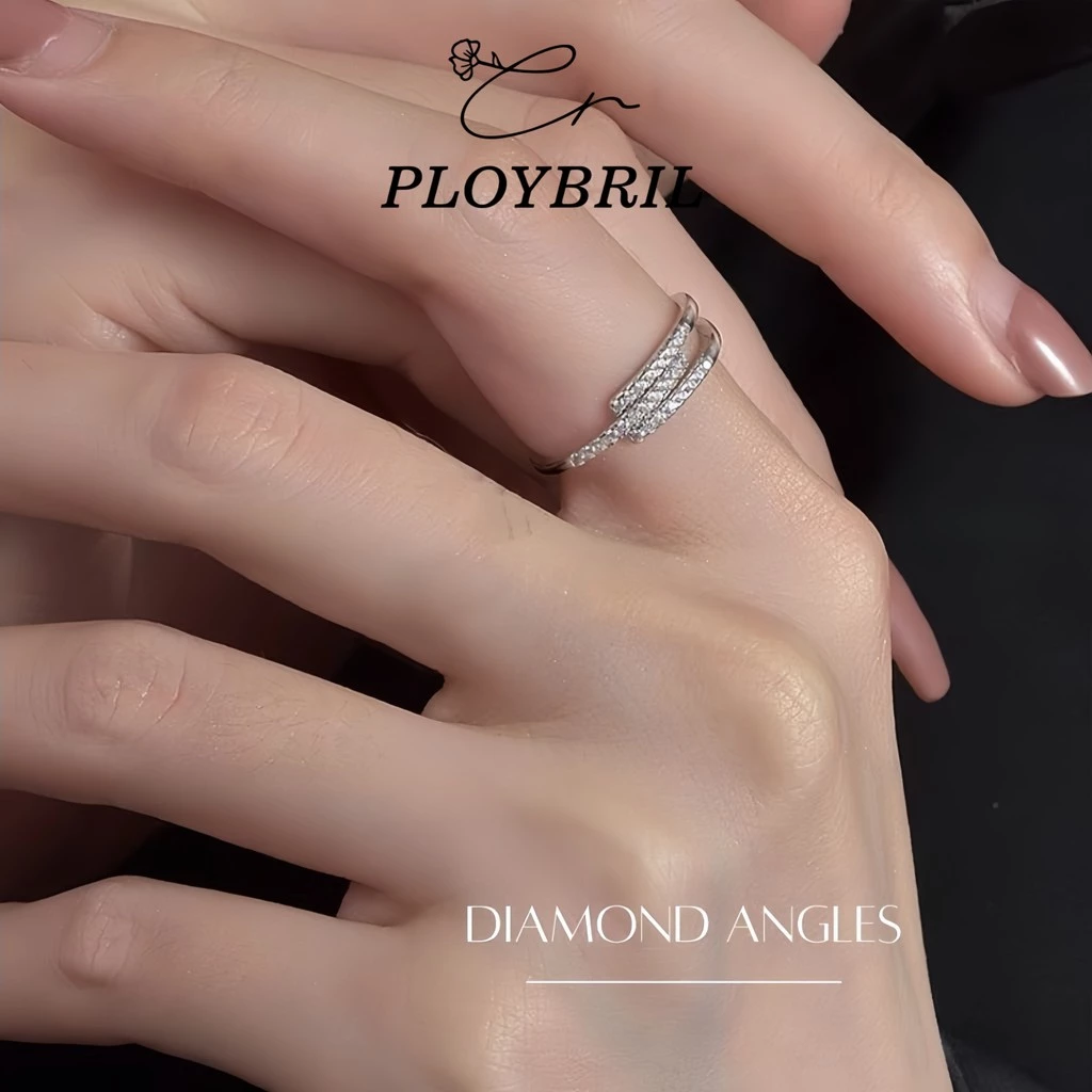 PLOYBRIL✨แหวนเงินแท้ Diamond Angles แหวนโบราณ แหวนแฟชั่น แหวนผู้หญิง แหวนเงิน แหวนปรับขนาด J035