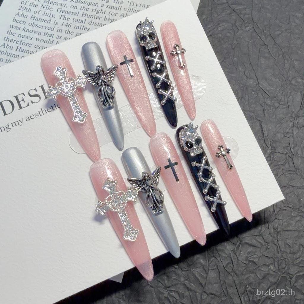{Angel Skull} สไตล์ญี่ปุ่น Lei Lei Series Girl Hand-Weared Nails แต่งเล็บที่ถอดออกได้