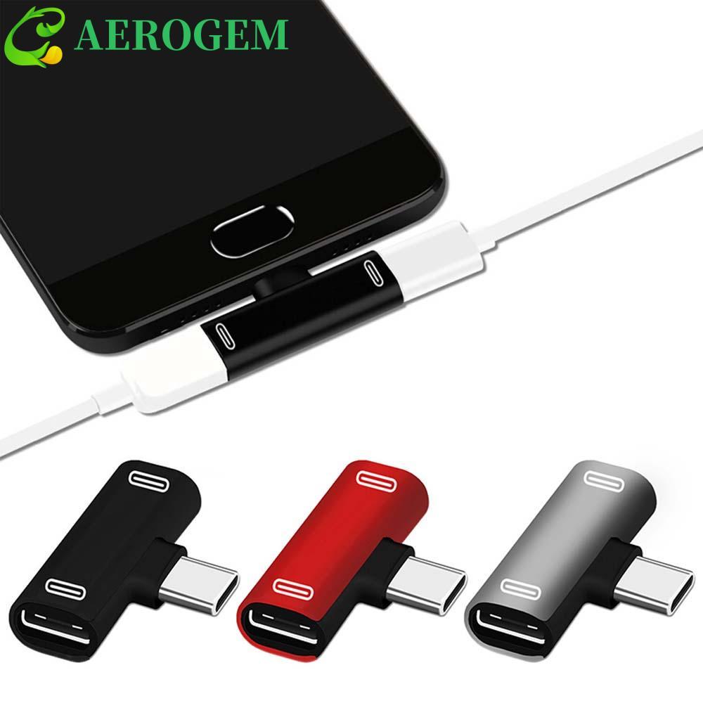 AEROGEM Type-C อะแดปเตอร์ชายหญิง 2 ใน 1 หูฟัง Type C ตัวแปลงหูฟัง