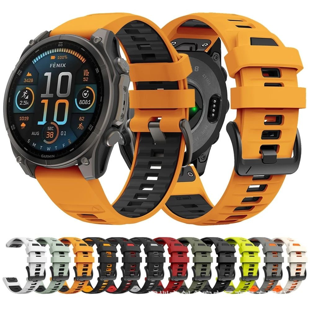 เหมาะสําหรับ Garmin Fenix8 สายรัดอย่างเป็นทางการ Fenix8 รุ่น 43/47/51 มม. สายซิลิโคนแบบปลดเร็ว 2026.