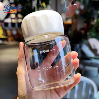 ขวดแก้วมีมาตรฐาน 200ml ปิดสนิท | ขวดกาแฟเย็นพกพา ขวดนมเด็ก/น้ำผลไม้ กระจกไม่มีตะกั่ว พร้อมส่ง