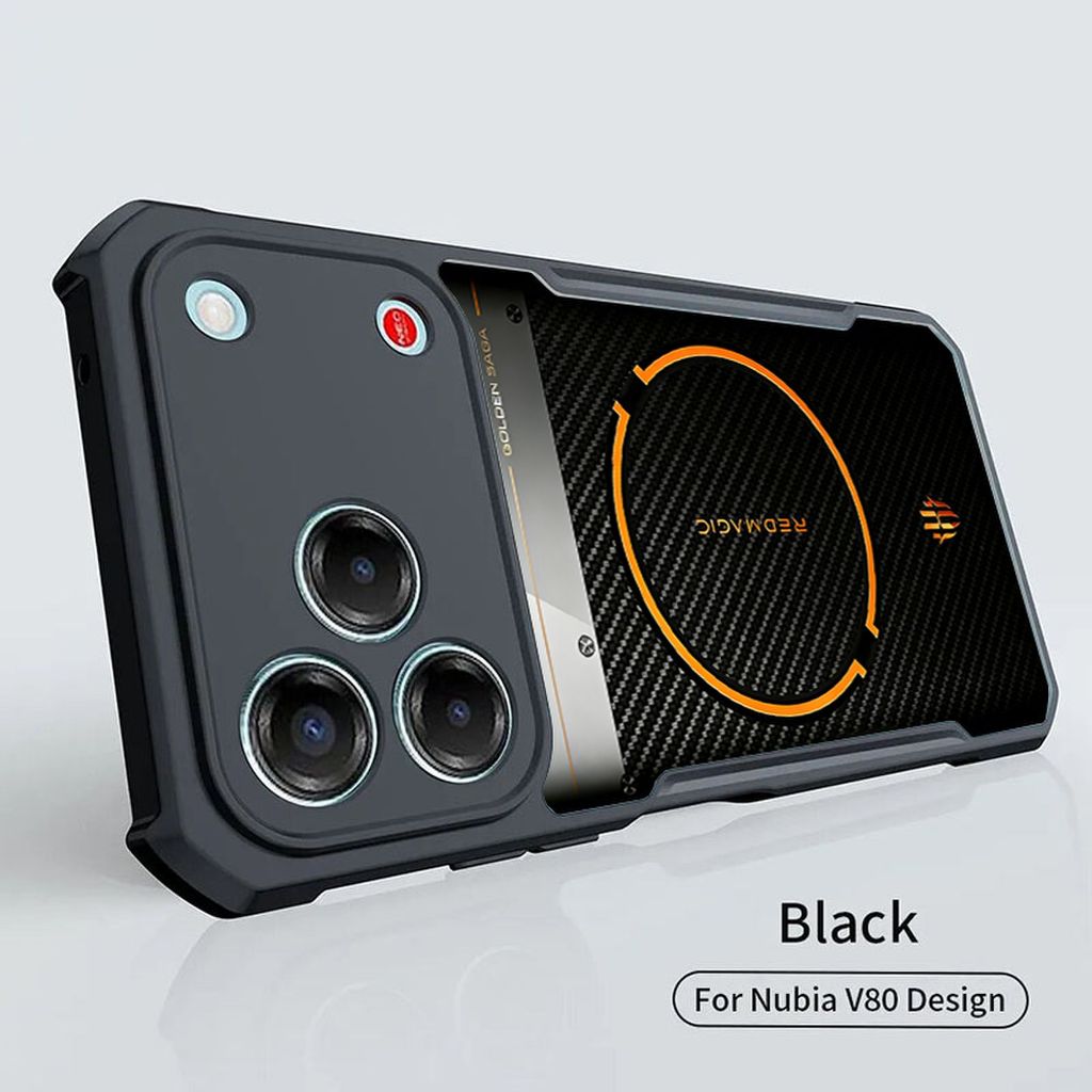 อะคริลิคเคสโทรศัพท์สําหรับ Nubia V80 Max กรณี Nubia V80 V70 ออกแบบ V80 Pro V70 Max หรูหรา Ultrathin กรอบสีดํา Drop-Proof Scratch Proof ป้องกัน A37-38