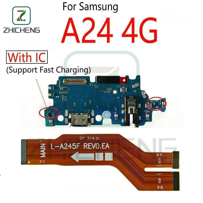 สําหรับ Samsung Galaxy A24 4G A245 A245F ชาร์จพอร์ต Dock Board Charger Connector เมนบอร์ดหลัก Flex ซ