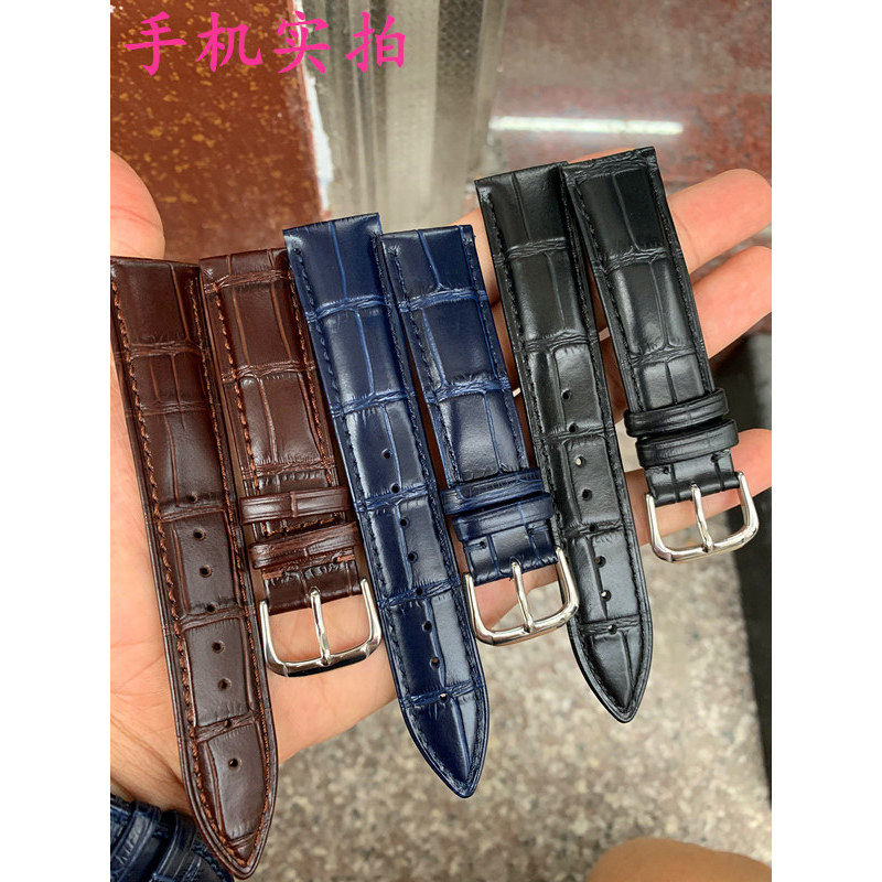 นาฬิกา Junyu Accessories Belt Mens Strap 20 19 22mm Pin Buckle Black Dark Blue Mechanical Watch Belt