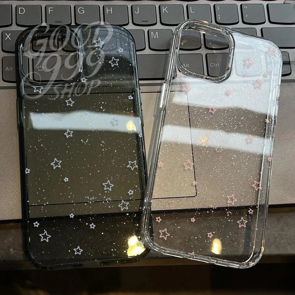 เคส iPhone 17 16 Pro Max iPhone 11 เคสใสแบบแวววาว TPUนุ่มสีสันสดใส ดาวห้าแฉกสีสันสดใส Compatible iPhone15 Pro max 14 13
