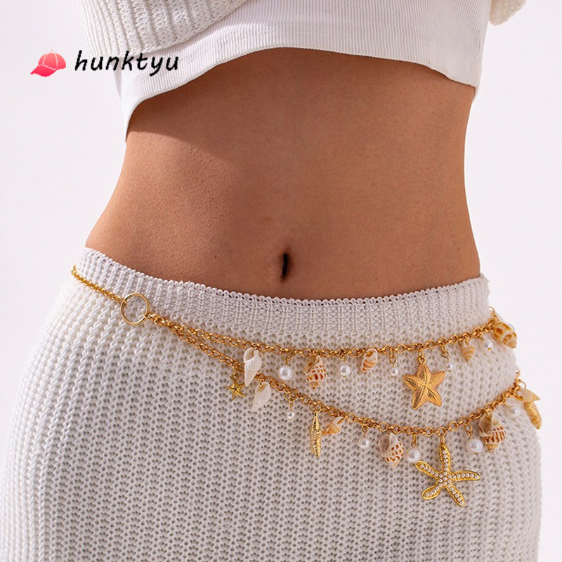 COD-เครื่องประดับเอวสุดเซ็กซี่สำหรับผู้หญิง สวมใส่ไปเที่ยวทะเล จี้เปลือกหอย จี้หอยสังข์ บิกินี่ เครื่องประดับเซ็กซี่