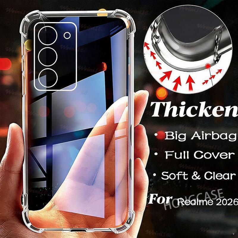 เคสโทรศัพท์สําหรับRealme C100 C100i i 4G 5G 2026 ปลอกโปร่งใสสีป้องกันกล้องเลนส์กันกระแทกปกหลัง