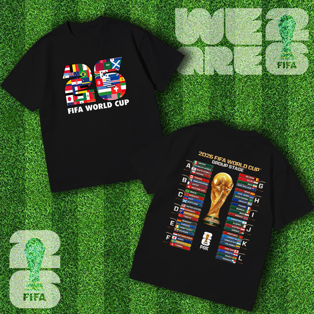 เสื้อยืดผ้าฝ้ายพิมพ์ลายธีมฟุตบอลโลก 2026 เนื้อผ้าฝ้ายแท้ 2026 FIFA World Cup T-Shirt S-5XL ผ้าฝ้ายแท้#06