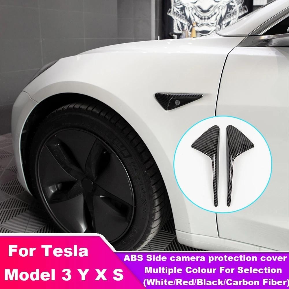 HW 4.0 ด้านข้างป้องกันกล้อง Trim สําหรับ Tesla รุ่น Y 3 XS 2023-2025 คาร์บอนไฟเบอร์ ABS 2 ชิ้น
