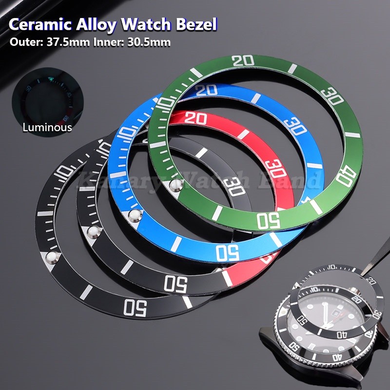 37.5 มม.Luminium เซรามิคนาฬิกา Bezel ใส่แหวน Slope สําหรับ Rolex GMT Water Ghost สําหรับ Seiko นาฬิกาอุปกรณ์เสริม
