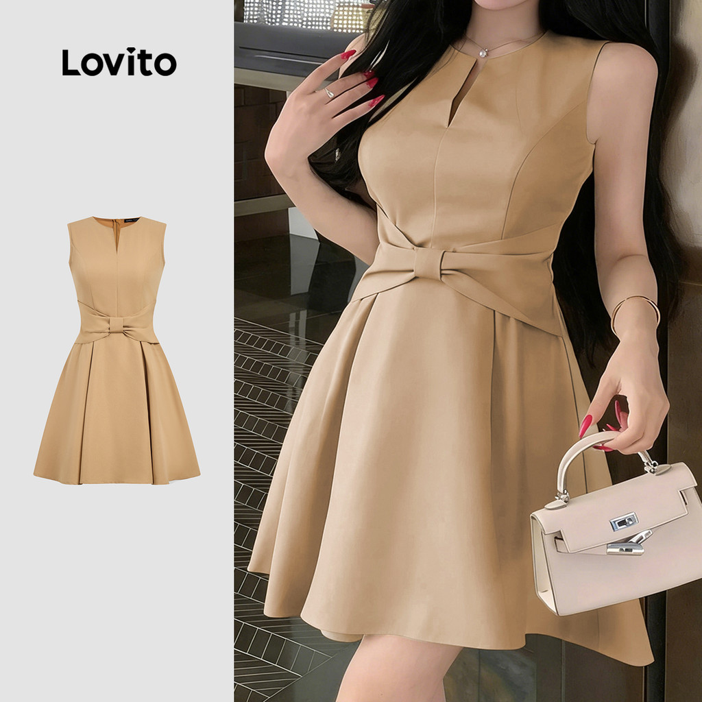 (โบโฮ) Lovito เดรสลําลองสําหรับฤดูใบไม้ผลิ/ฤดูร้อนสําหรับผู้หญิง L179AD028