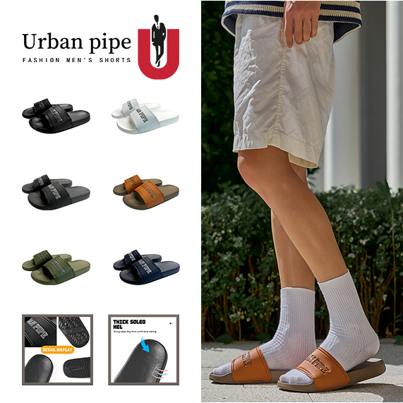 URBAN PIPE EVA สลิปเปอร์สำหรับผู้หญิงและผู้ชาย รองเท้าแตะพร้อมโลโก้ คุณภาพสูงสลิปเปอร์เกาหลี 602