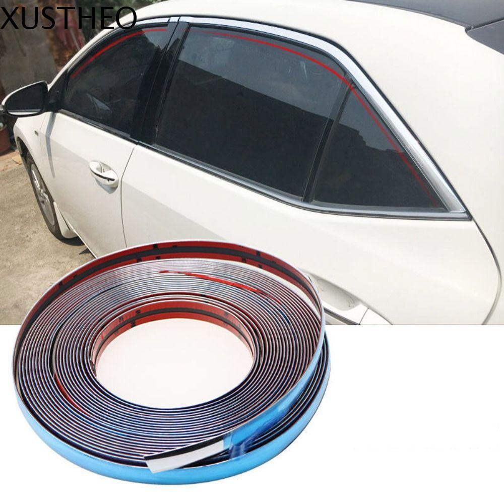 XUSTHEO แถบตกแต่งรถยนต์ Universal Moulding จัดแต่งทรงผม Trim Silver PVC Anti-collision Strip ประตูหน