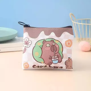 กระเป๋าสตางค์ Capybara ดีไซน์น่ารัก พร้อมการ์ดและศูนย์ กระเป๋าสตางค์ กระเป๋าใส่เหรียญ กระเป๋าเก็บของ พิมพ์ลาย