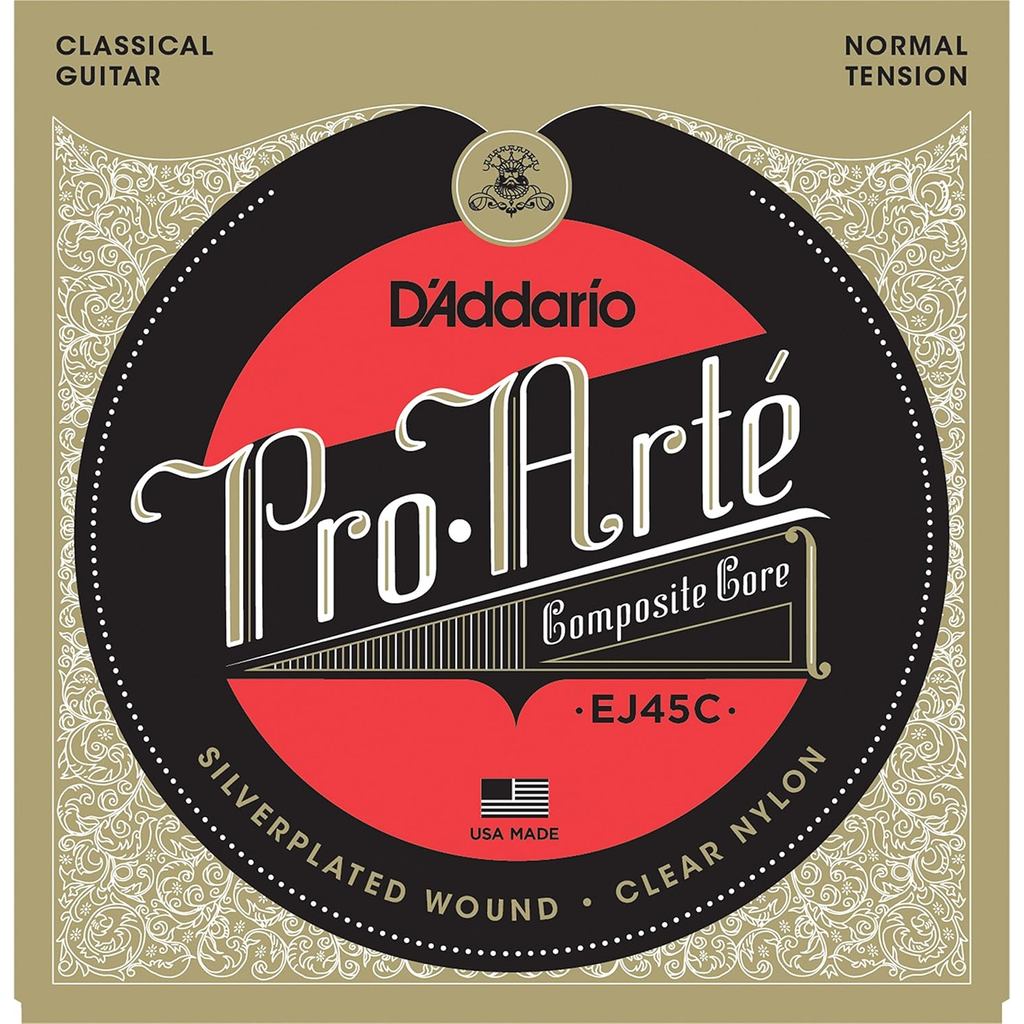 D'ADDARIO สายกีต้าร์ DAddario - สายกีต้าร์คลาสสิก Pro-Arte - EJ45C - สายกีต้าร์ไนลอน - ห่อชุบเงิน แก
