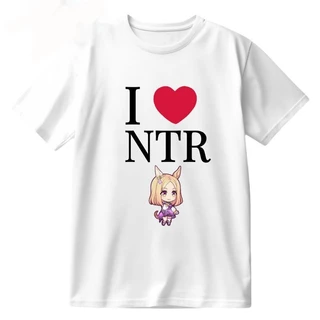 เสื้อยืดผ้าฝ้าย 100% สไตล์คาซูล เพศกลาง มีลายพิมพ์ I LOVE NTR และธีมอนิเมะสำหรับฤดูร้อน