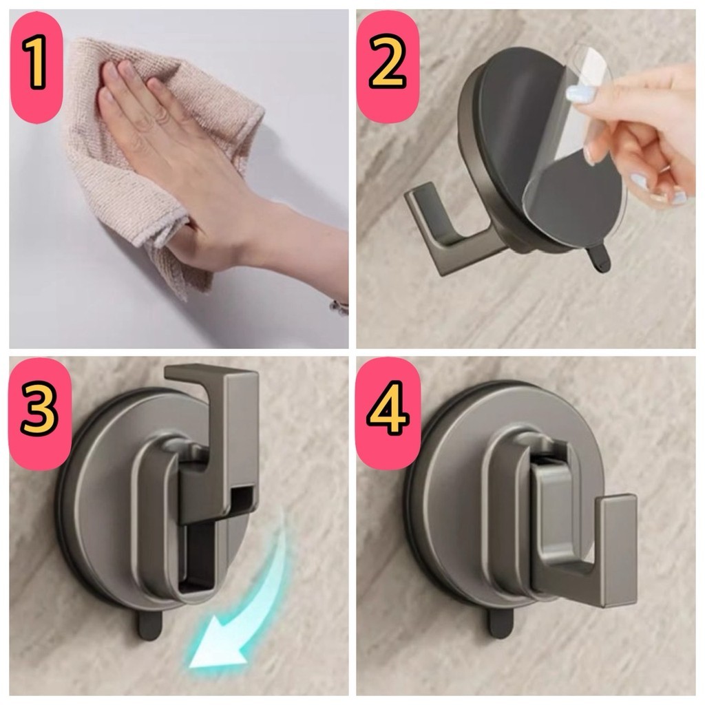 📍 ตะขอ แขวน สูญญากาศ แบบกด ไม่เจาะผนัง ติดผนัง แขวนของ จัดระเบียบ เก็บของ ครัว ห้องน้ำ ยึดเหนี่ยวแรงสูง 📍 - รูปที่ 4