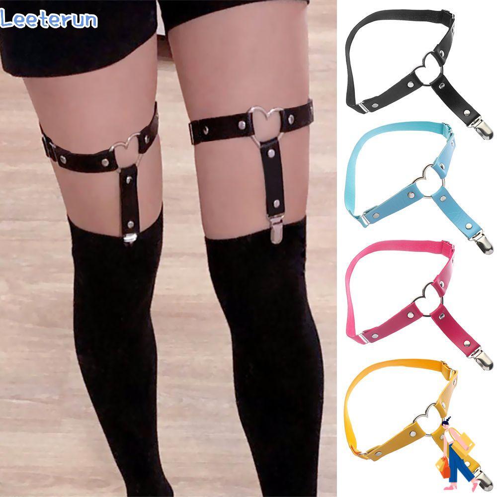 LEETERUN Heart Leg Garter Straps Gothic Accessories Punk Elastic Pu Leather