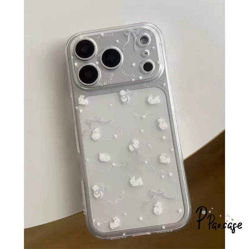 สำหรับIPhone 17 15 Air 11 16 13 12 14 Pro Max X XR XS 16 15 7 Plus SE เคส TPU นุ่มใส ลายการ์ตูนน่ารัก ดาว โบว์ กระต่าย
