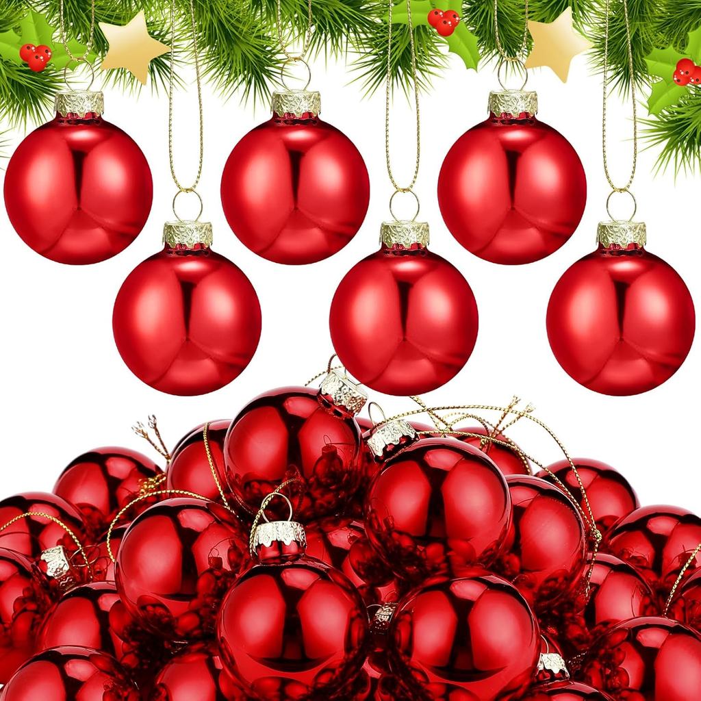 Sieral 36 ชิ้นคริสต์มาสแก้วเครื่องประดับ 1.57 Vintage Christmas Ball เครื่องประดับเงา Western ตกแต่ง