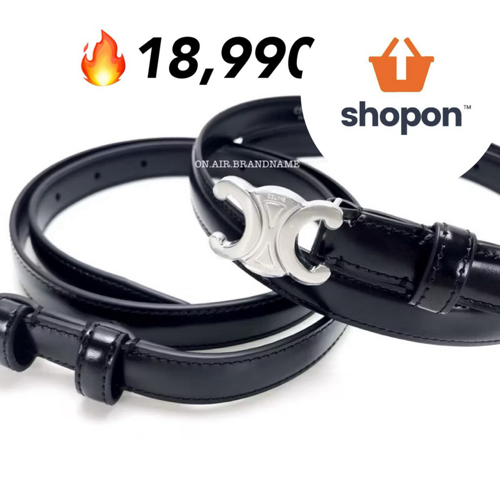 New celine small triomphe belt 1.8 cm. สีเงิน เข็มขัดรุ่นฮิต