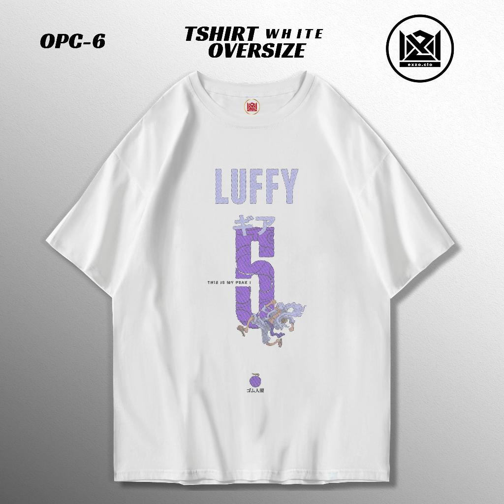 ไอเสีย.Clo TSHIRT สีขาว OVERSIZE LUFFY หมายเลขหกผ้าฝ้าย COMBED24S LUFFY TSHIRT