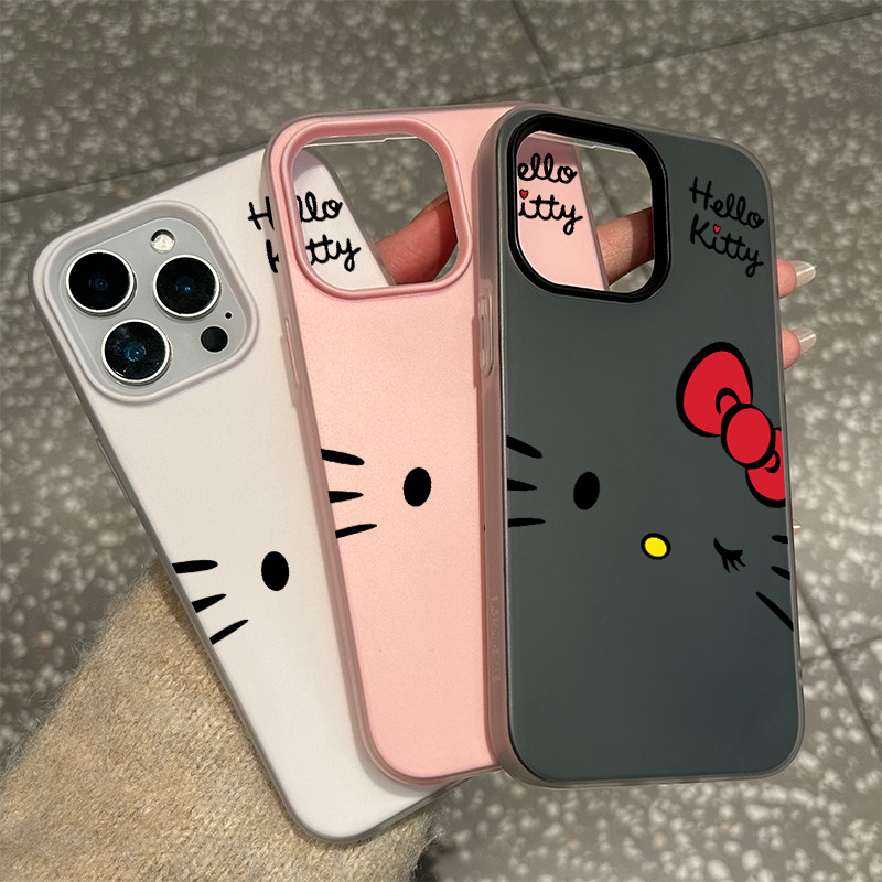 สต๊อกไทย สีเด่นเคสด้านครอบสองชั้นสีสัน For IPhone13 11 12 14 7 8 PLUS 15 16 17 Pro X XS XR XSMAX kitty ลวดลายน่ารัก ราคา ถูกที่สุด ดีลบีเคเค แกลเลอรีภาพที่ 5