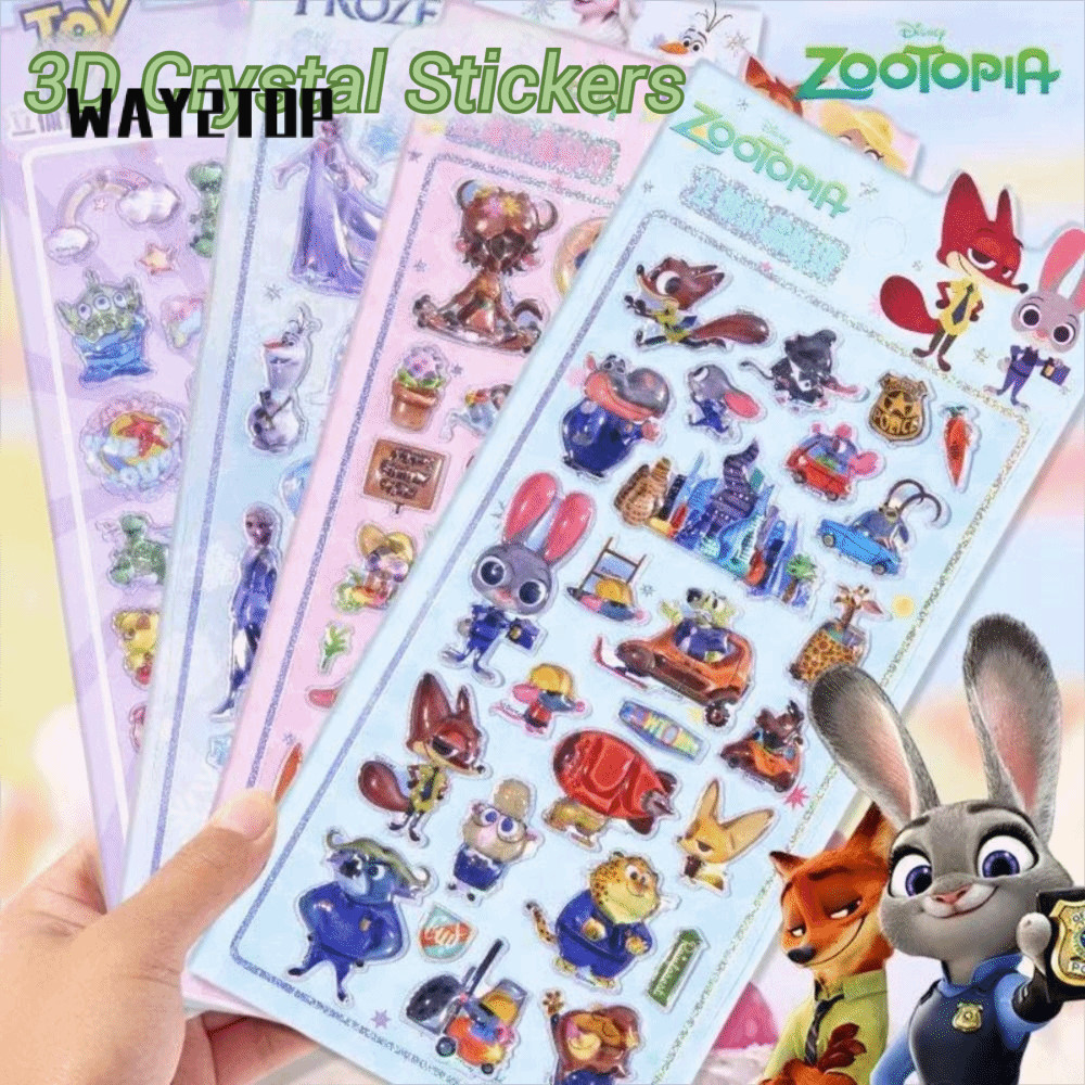 WAY2TOP สติ๊กเกอร์ตกแต่ง การ์ตูนดิสนีย์ Judy Nick Stickers, Relief Jelly Stickers Girl Boy Reward