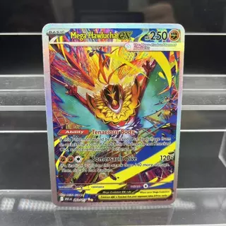 Pokemon DIY PTCG คอลเลกชันการ์ด Mega Gengar Mega Hawlucha Mega Dragonite ex Self Made การ์ดเดี่ยวคลาสสิกเกมอะนิเมะการ์ดของเล่น