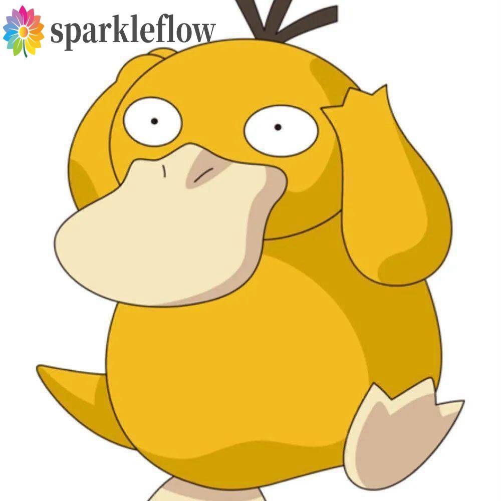 SPARKLEFLOW Pokemon Psyduck จี้กระเป๋าตกแต่งบุคลิกภาพรถ Key แหวนเครื่องประดับ Psyduck Key Chain เป็ด