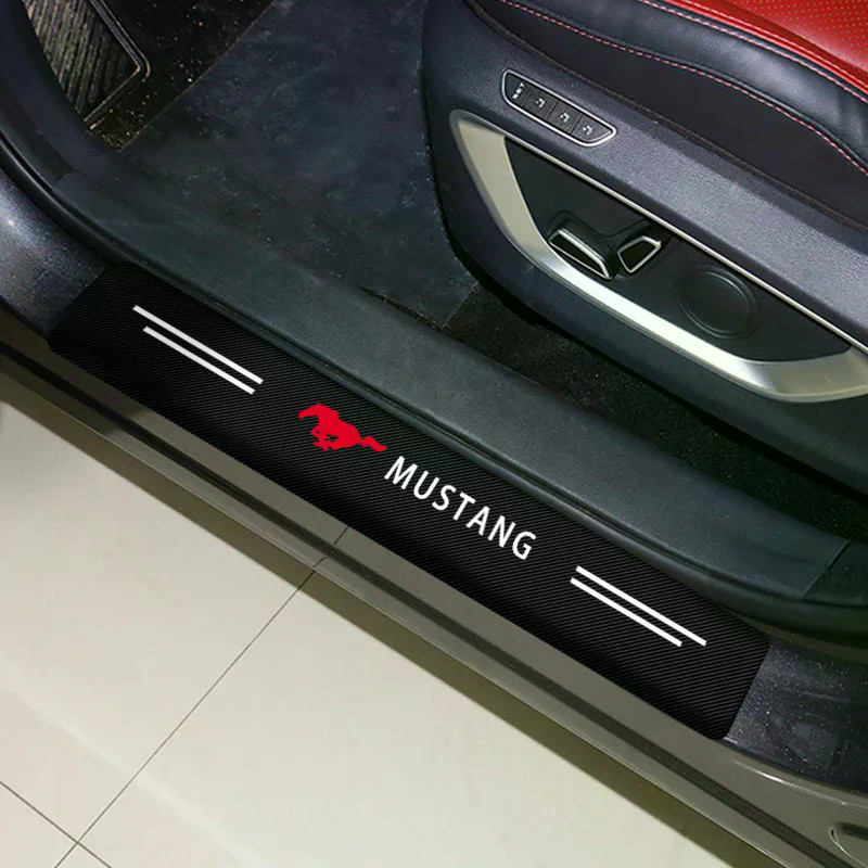 Mustang รถประตู Sill แผ่นสติกเกอร์ Auto สินค้าภายในสําหรับ Ford Mustang 2005 2010 2015 2018 GT กีตาร
