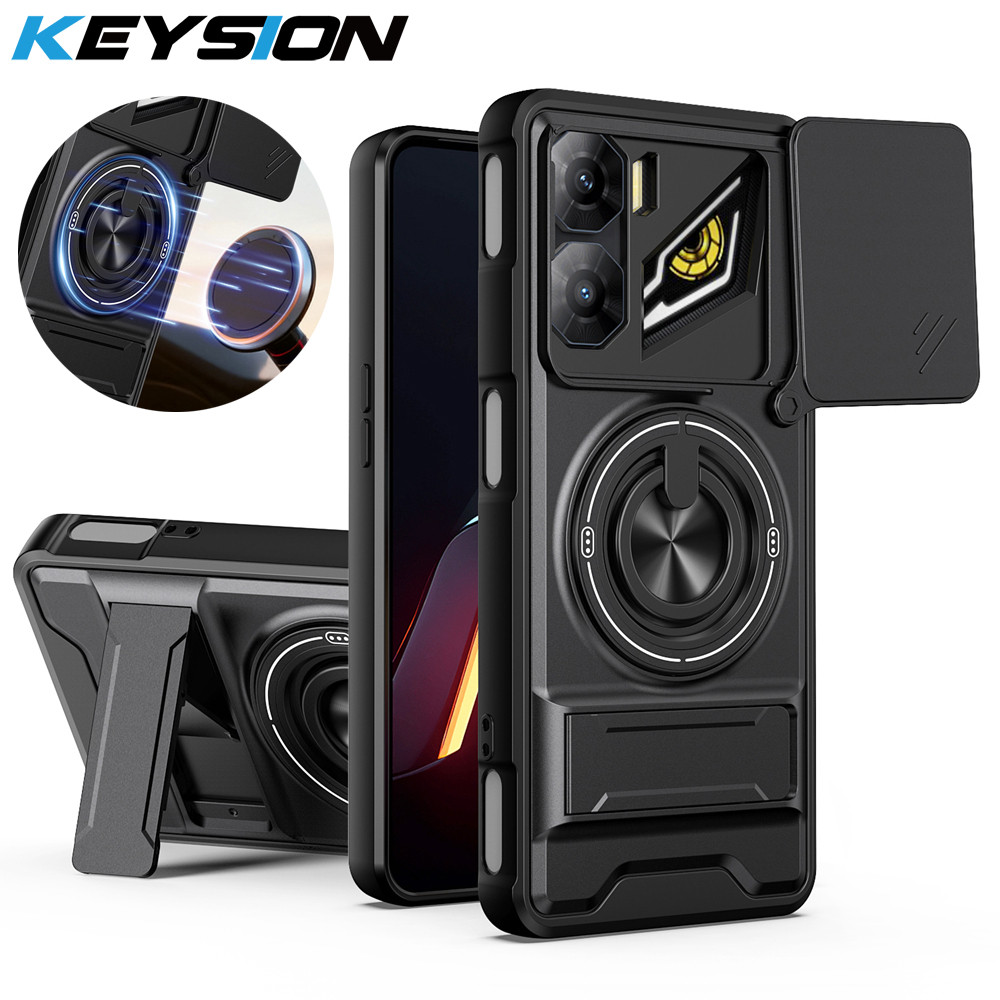 KEYSION เคสโทรศัพท์แม่เหล็กสําหรับ ZTE nubia Neo 3 5G สไลด์กล้องป้องกัน Upright Kickstand กันกระแทกสําหรับ nubia Neo 3 5G