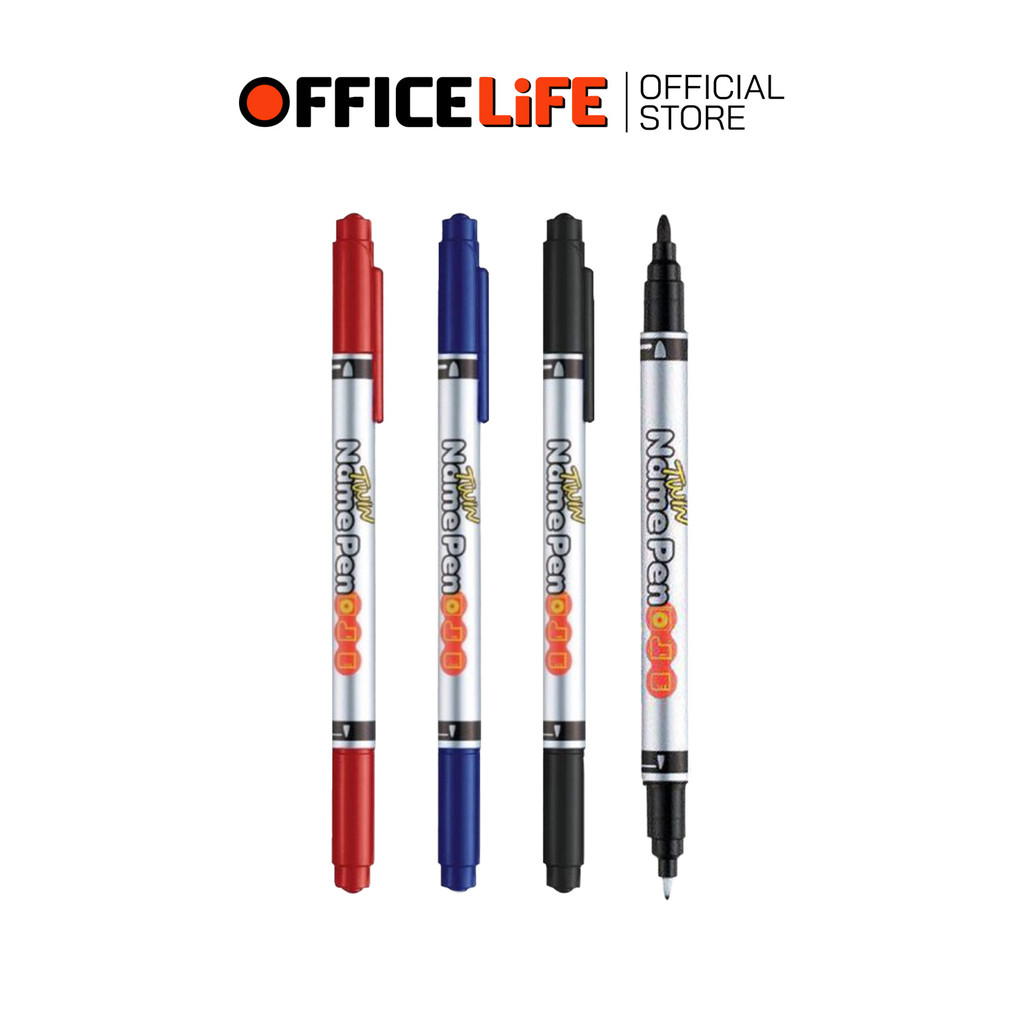 Monami (โมนามิ) ปากกามาร์คเกอร์ เขียนซีดี CD ซองไปรษณีย์ โลหะ แก้ว 2หัว twin name pen ( 1 ด้าม )