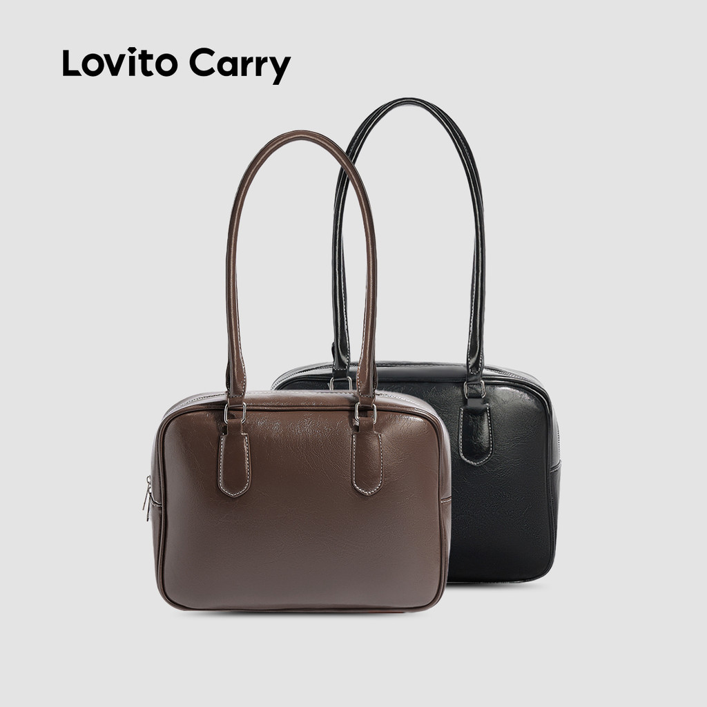 (Lovito Carry) กระเป๋าสะพายข้างผู้หญิงหนัง PU คุณภาพสูงแบบลำลองขนาดเล็ก LR19E073 ราคา ถูกที่สุด ดีลบีเคเค แกลเลอรีภาพที่ 7