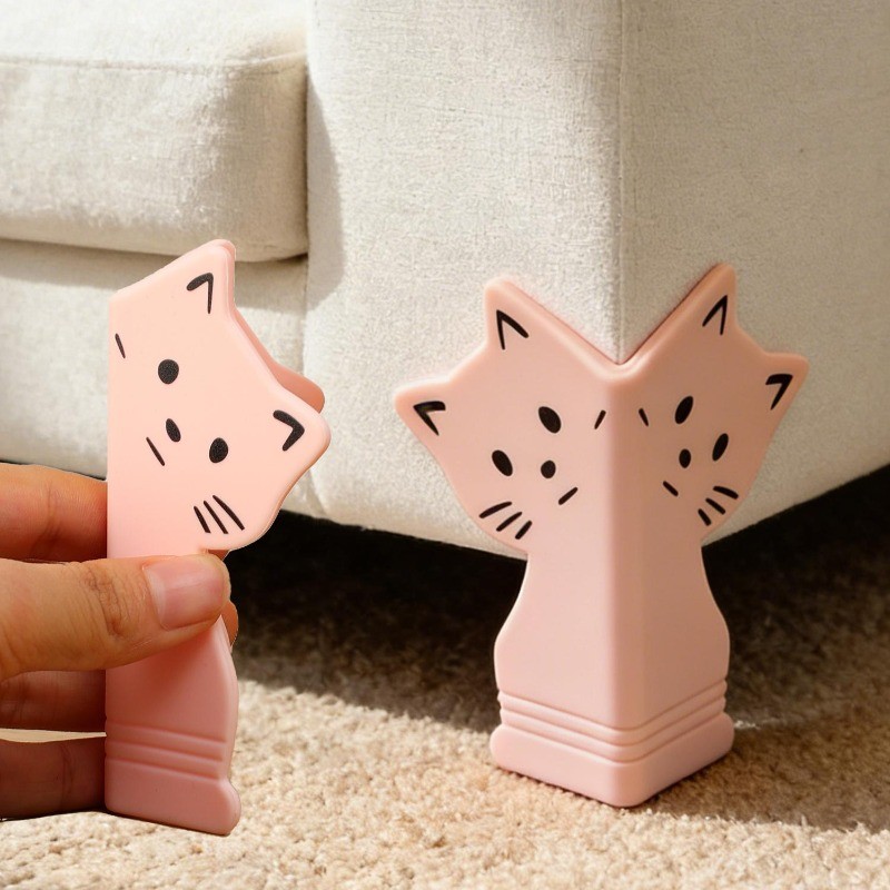 1/2/4ชิ้น-แมวรูปป้องกันการชนกันป้องกัน-วัสดุซิลิโคนอ่อนนุ่มพร้อมห่อสองด้าน,ยามมุมดูดซับแรงกระแทกสําหรับความปลอดภัยที่บ้าน,ตัวเลือก4สี - รูปที่ 2