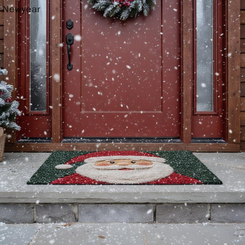[VJW] พรมคริสต์มาสประตู Merry Christmas Mat เทศกาลซานตาคลอสตกแต่งกลางแจ้งบ้าน 2025 Navidad Xmas เครื