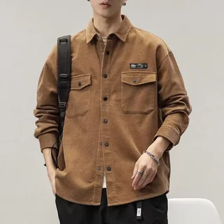 เสื้อฤดูใบไม้ร่วงชาย สไตล์ญี่ปุ่น วินเทจ แขนยาว ดีไซน์พิเศษ ขนาดไม้วัดเป็นเซนติเมตร ให้ความรู้สึกสบายและเท่ๆ สำหรับการแต