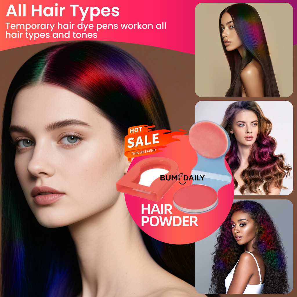 💌 BUMI-Daily💌 Disposable Hair Dyeing Powder# 一次性染发饼 一次性染发粉末 一次性挑染 染发粉饼 Ash grey Hair dye Hair Dyeing