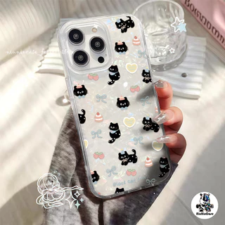 สำหรับ เคสไอโฟน16 เคส แมวโบว์ผีเสื้อลายเปลือกหอย For IPhone 13 16 14 12 11 15 17 Pro Max XR XS X 7 8 16Plus เคสไอโฟนสวยๆ