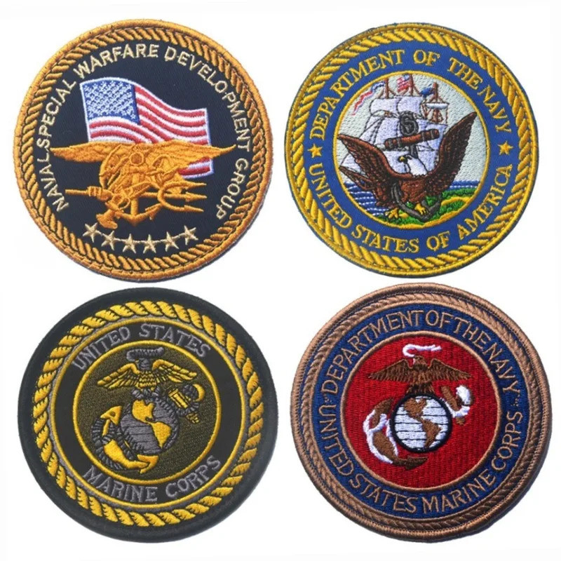 1 ชิ้น USMC เย็บปักถักร้อย Patch Armband Badge ทหารตกแต่ง Hook & Loop ยุทธวิธีแพทช์