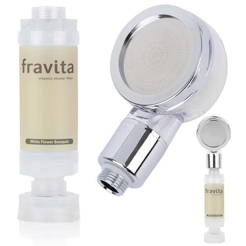 [fravita] Vitamin Shower Filter Shower Head Set with 9 Delightful Flavors, 99.9% Chlorine Removal, F