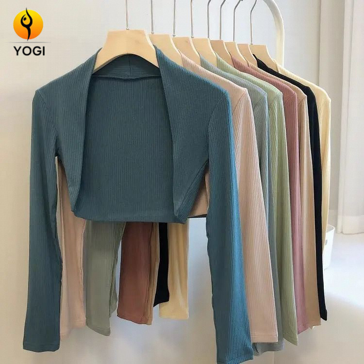 เสื้อกีฬายืดหยุ่นสูงแขนยาวWoman ระบายอากาศได้ดี เหมาะสำหรับโยคะและฟิตเนส