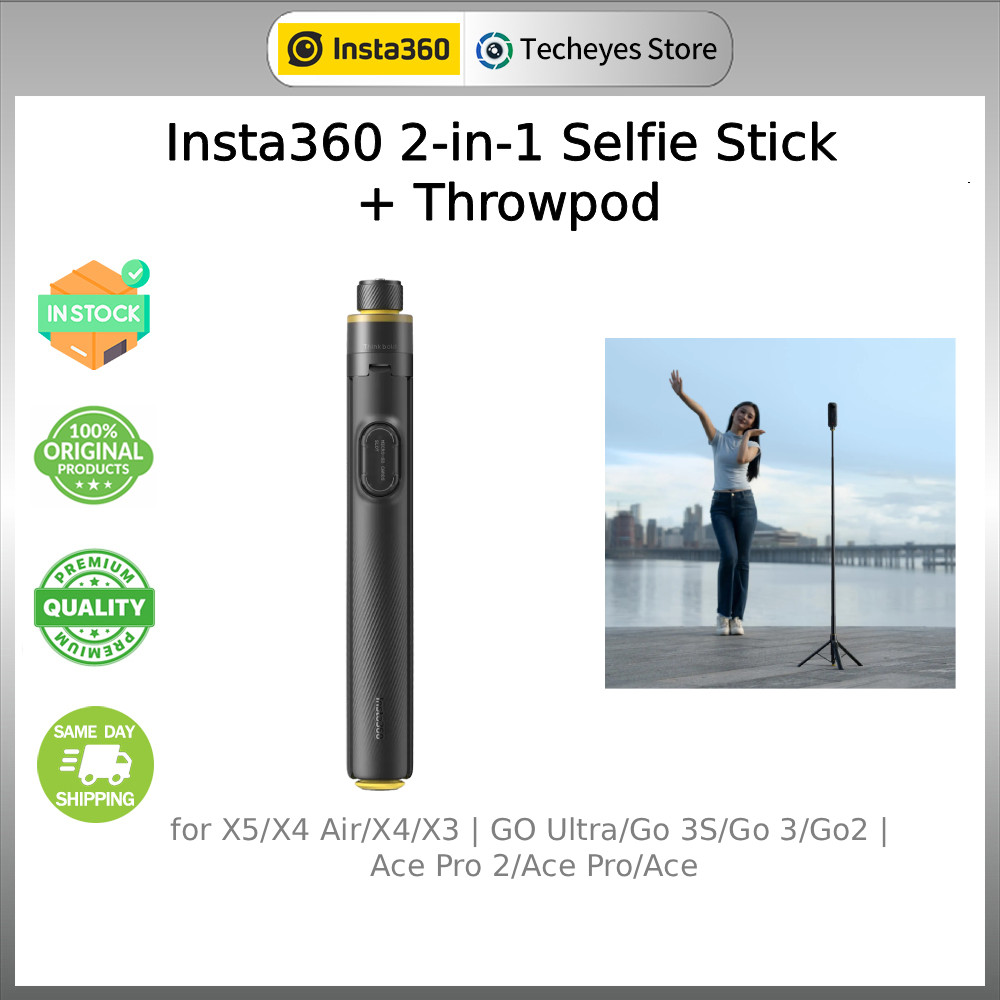 ไม้เซลฟี่ Insta360 2-in-1 + Throwpod & Remote Kit | เข้ากันได้กับ X5/X4 Air/Ace Pro 2/GO Ultra/GO 3S