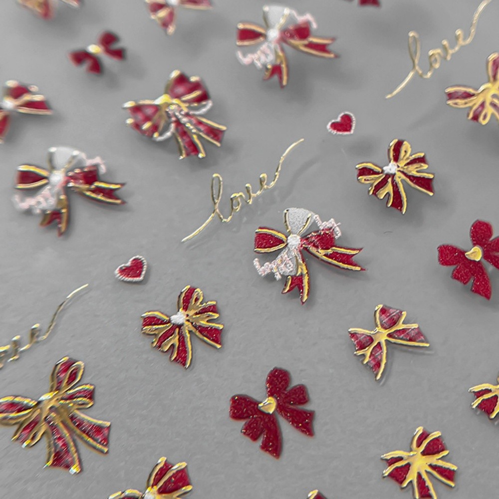 5D นูนเล็บสติกเกอร์บรรเทา Lion Dance สติกเกอร์เล็บปีใหม่สีแดง Bowknot เล็บตกแต่ง DlY Decals - รูปที่ 7