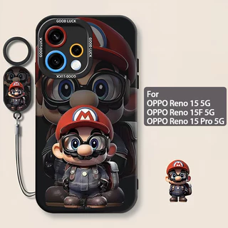 เคส OPPO Reno 16 16F 15 15F 5G เคส OPPO Reno 16 15 Pro 5G Pro Max 5G เคสลายการ์ตูนอนิเมะมาริโอ กันกระแทก พร้อมที่ป้องกันเลนส์กล้อง หนังสายน้ำมือถือ ซิลิโคนด้านนุ่มกันรอยนิ้วมือ สำหรับเด็กผู้ชาย ผู้ชาย นักเรียน