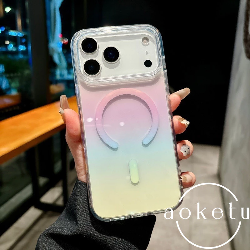 แม่เหล็กดูดไล่โทนสีโปร่งใสเหมาะสําหรับเคสโทรศัพท์ ไอโฟน 17มือโปร อะคริลิคใส 16มือโปร 15 ความรู้สึกระดับไฮเอนด์ 14 รวมทุกอย่างป้องกันการตก 12/11 ฝาครอบป