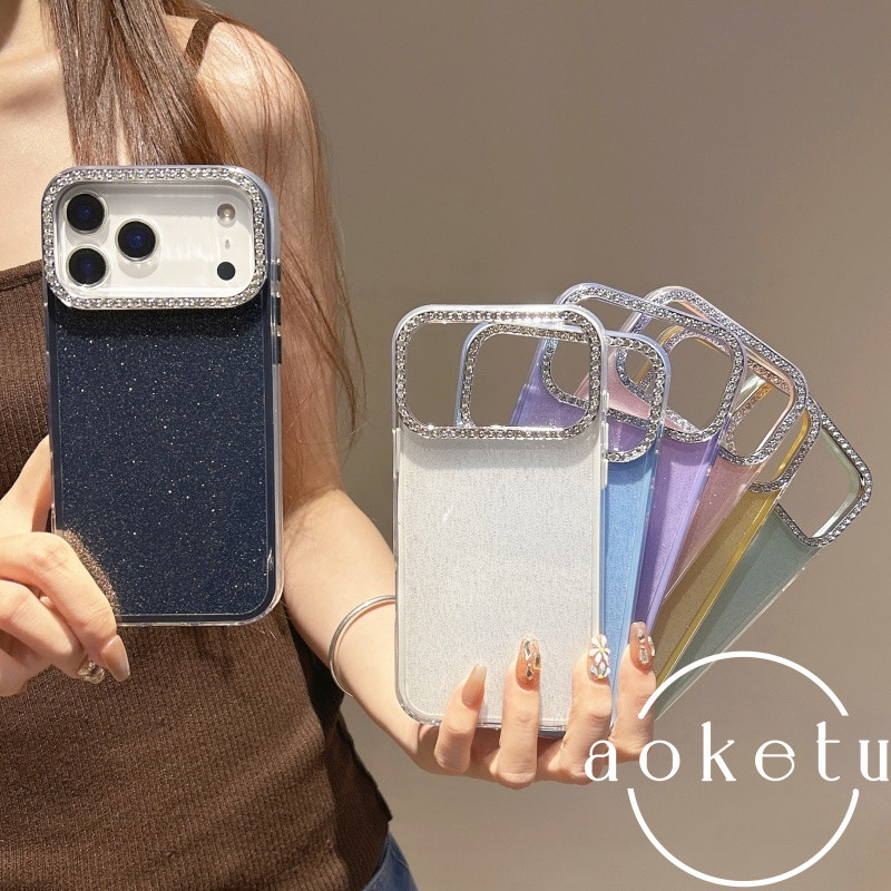 ใหม่แฟลชเพชรเลนส์แฟลชสีชมพูเคสโทรศัพท์เหมาะสําหรับ ไอโฟน 17 โปรแม็กซ์ พรีเมี่ยม16 มือโปร 2-ใน-1หรูหรา15แฟชั่น14ส่วนบุคคลเต็มแพ็คกร