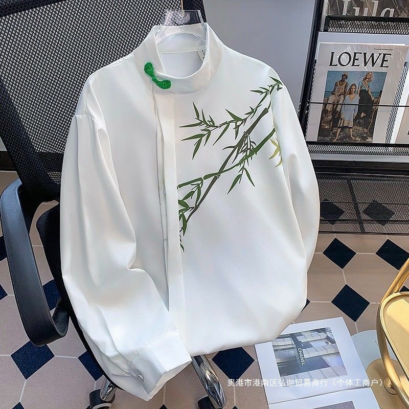 新中国风盘扣 Troller 长袖衬衫男士短袖上衣外套รูปแบบใหม่สไตล์หัวเข็มขัดปักเสื้อแขนยาวสําหรับผู้ชาย20260101