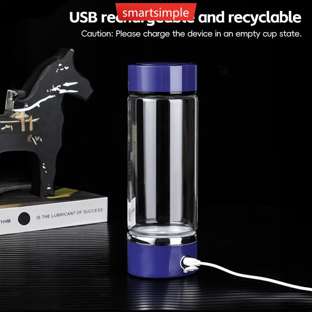 SMARTSIMPLE 450ml Hydrogen-Rich ถ้วยน้ําไฟฟ้าไฮโดรเจนการดูดซึมน้ําเครื่องกําเนิดไฟฟ้าขวดกรองแบบพกพาก